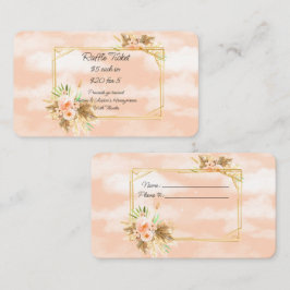 Guld Ram Koral Watercolor Flowers Raffle Tilläggskort