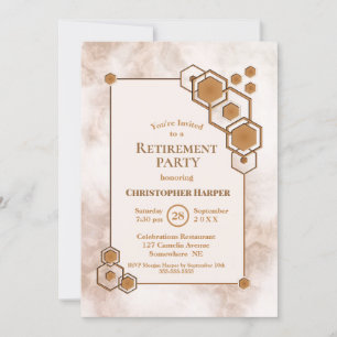 Guld Ram Marble Pension Party Inbjudningar