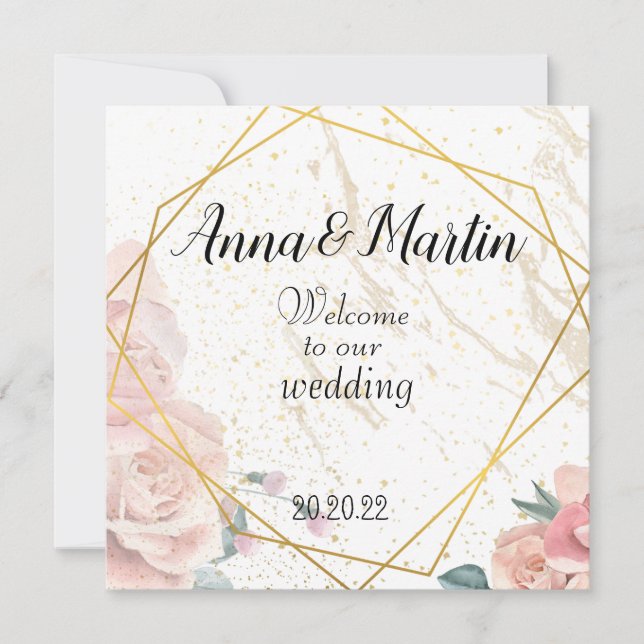 guld ram med blommor inbjudningar (Framsida)