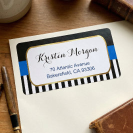 Guld Ram med marinblått svart Rand Adressetikett