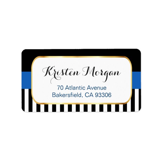 Guld Ram med marinblått svart Rand Adressetikett (Framsidan)