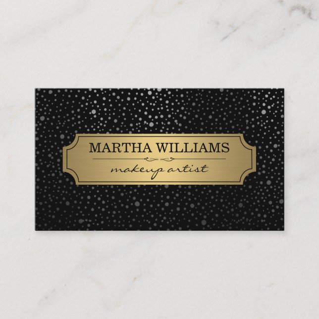 Guld Ram med metallplattor Mönster Black Visitkort (Framsida)