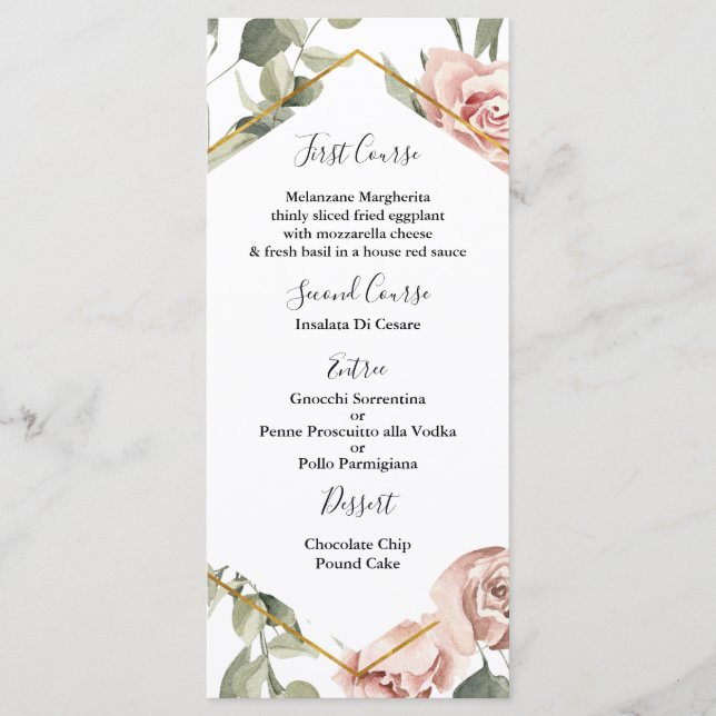 Guld ram med ro quinceañera Menu-mall Meny (Framsida)