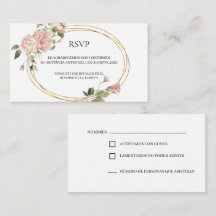 Guld ram med rosor quinceañera RSVP-kort