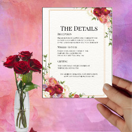 Guld ram med vackra blommor Bröllopsdetaljkort Inbjudningar