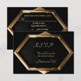 Guld ram mot svart bakgrund bröllop OSA kort