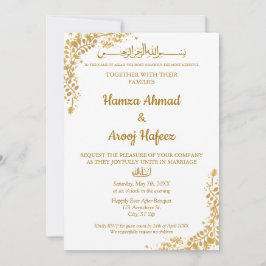 Guld Ram muslimsk muslimsk modern Nikah Inbjudningar