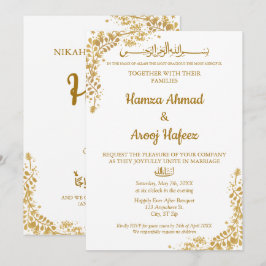 Guld Ram muslimsk muslimsk modern Nikah Inbjudningar