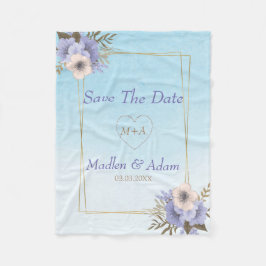 Guld Ram och blommor Fleecefilt