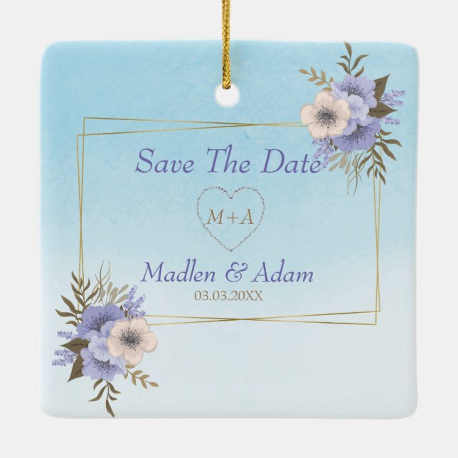 Guld Ram och Bouquet Julgransprydnad Keramik (Baksida)