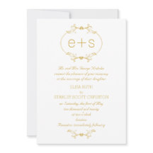 Guld ram och initialer elegant, monogram bröllop