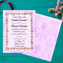 Guld Ram och Lila Damask Wedding