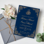 Guld Ram Ornate Blue Muslim Bröllop Inbjudningar<br><div class="desc">Guld Ram Ornate Blue Muslim Bröllop</div>