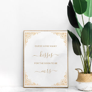 Guld Ram Ornate Cream Hur många kisses-spel Poster