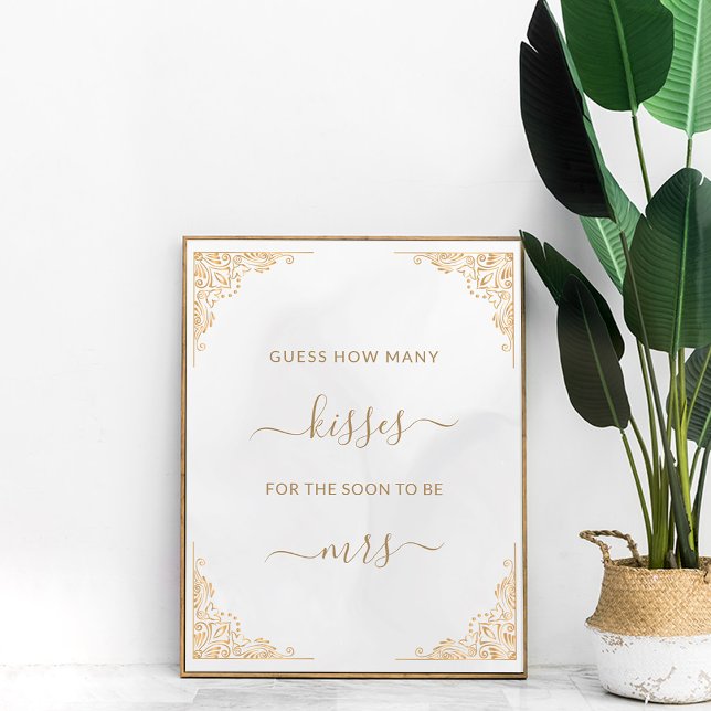 Guld Ram Ornate Cream Hur många kisses-spel Poster (Skapare uppladdad)
