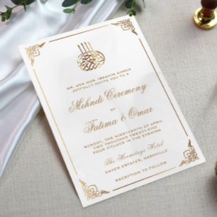 Guld Ram Ornate Islamic Mehndi Ceremony Inbjudningar