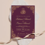 Guld Ram Ornate Plum Islamisk muslim Bröllop Inbjudningar<br><div class="desc">Guld Ram Ornate Plum Islamisk muslim Bröllop</div>