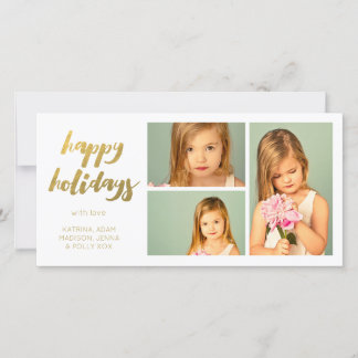 Guld- ram Photocard för glad helgvit 3 Julkort