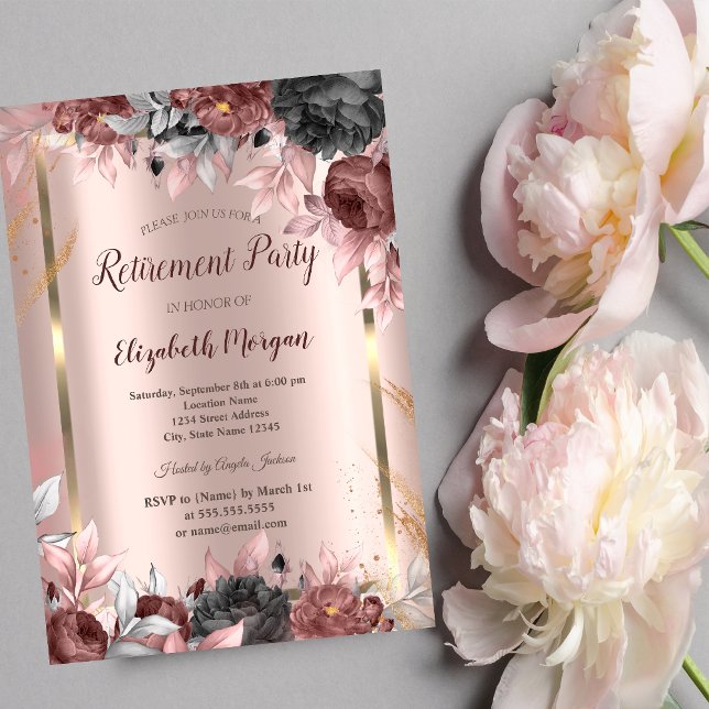 Guld Ram,Ro Guld Chic Flowers Pension Inbjudningar (Skapare uppladdad)