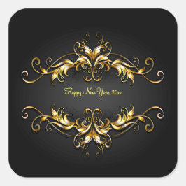 Guld Ram Rulla Gott nytt år 20xx text Fyrkantigt Klistermärke