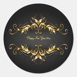Guld Ram Rulla Gott nytt år 20xx text Runt Klistermärke