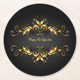 Guld Ram Rulla Gott nytt år 20xx text Underlägg Papper Rund