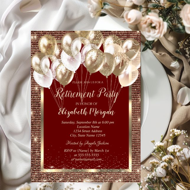 Guld Ram Sequins Bubons Red Pension Inbjudningar (Skapare uppladdad)