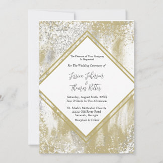 Guld Ram Silver och Guld-plattor Abstrakt Bröllop Inbjudningar