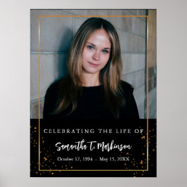 Guld Ram Simple Modern Speckled Funeral Poster