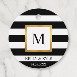 Guld Ram Svartvit Rand Monogram Bröllop Gåvor Etiketter
