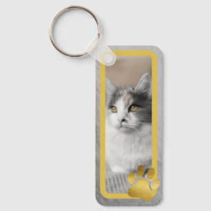 Guld Ram + Tassar Pet Photos Nyckelring