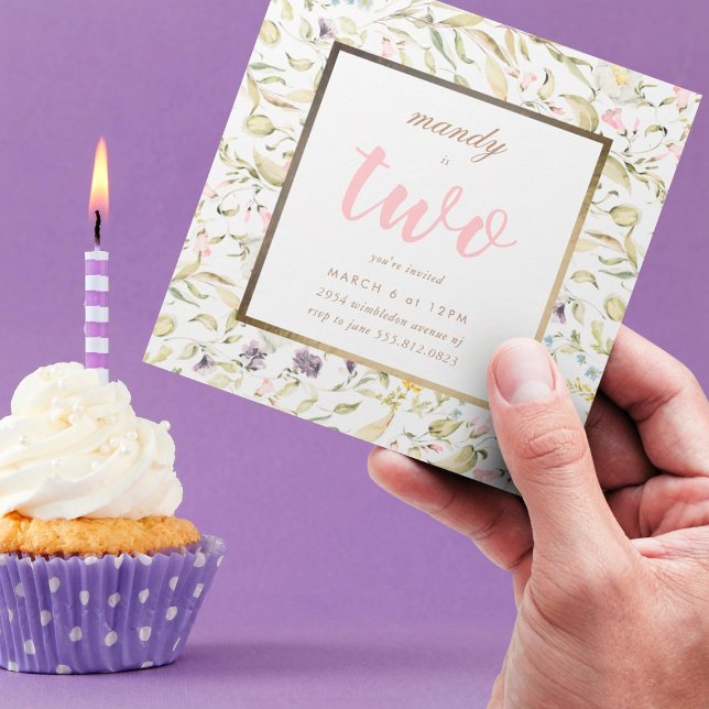 Guld Ram Vår Boho Wildblomma Pampas Birthday Inbjudningar (Skapare uppladdad)