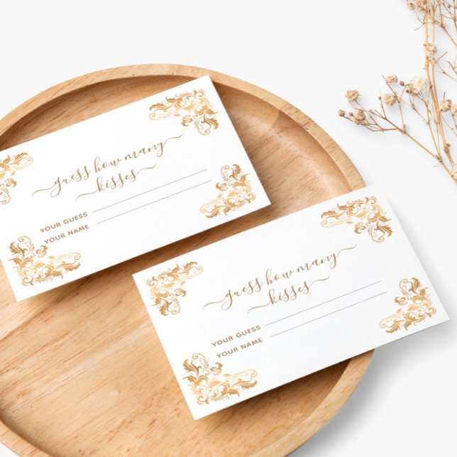 Guld ram vit Gissa hur många kyssar Bröllopsspel Tilläggskort (Skapare uppladdad)