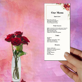 Guld Ram Watercolor Flowers Bröllop Dinner Menu Meny