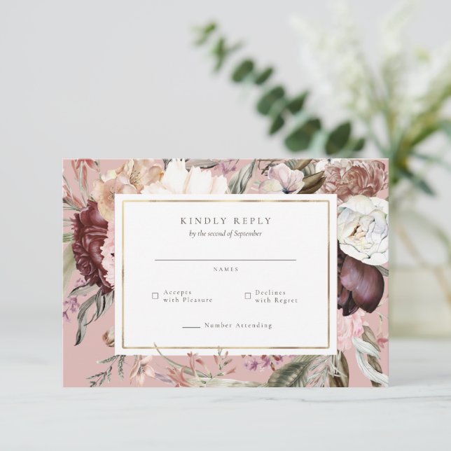 Guld Ram Wildbloms Bröllop OSA Svara (Stående Fram)