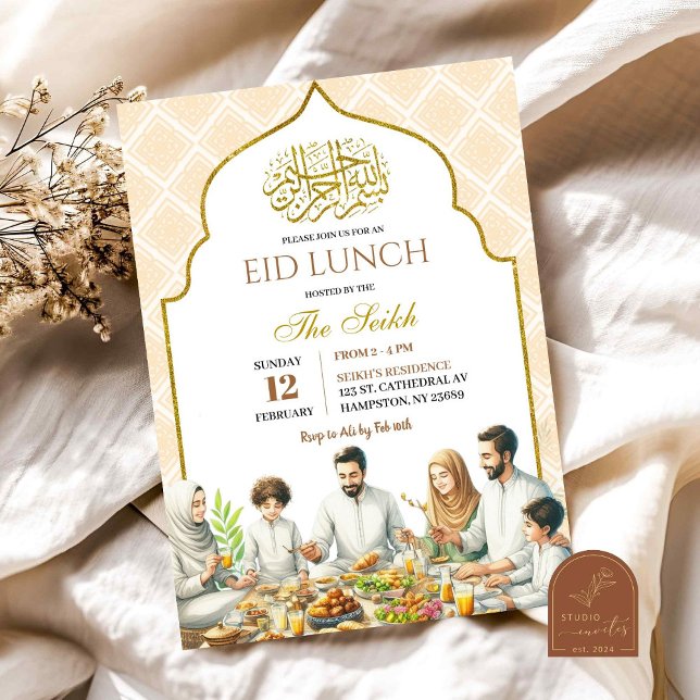 Guld Ramadan Eid Lunch Islam Familam Inbjudningar (Skapare uppladdad)