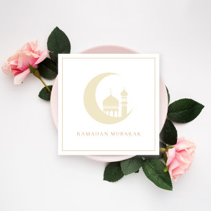 Guld Ramadan Mubarak Crescent Måne Mosque Julkort