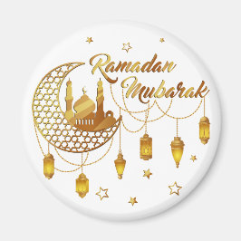 Guld Ramadan Mubarak moské & lyktor Dekorativ Magnet