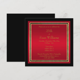 Guld Ramar Red & Black Man's Birthday Inbjudningar