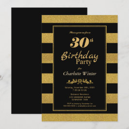Guld Rand 30års födelsedag Party Inbjudningar