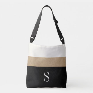 Guld- rand för modern Monogramsvart Axelväska