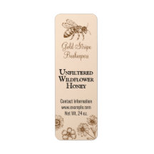 Guld Rand Honeybee Blommigt Small Honungsbi Burk