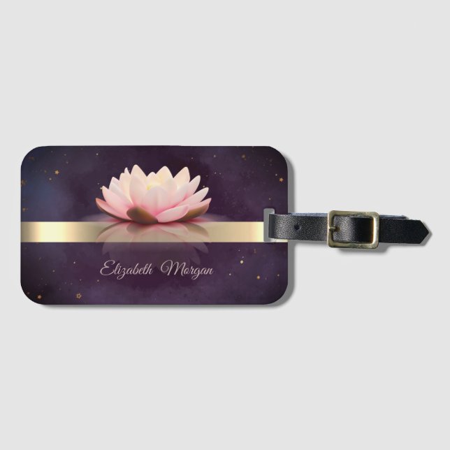 Guld Rand Lotus Flower Boho Bagagebricka (Framsida horisontal)