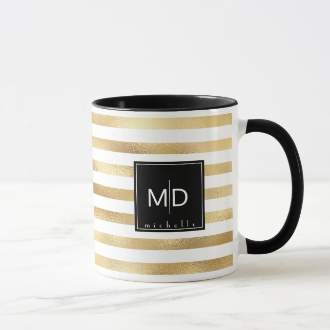 Guld Rand Monogram Personlig Mugg (Höger)
