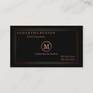 Guld-rand Monogrammed Modern Stylist Navy Black Visitkort