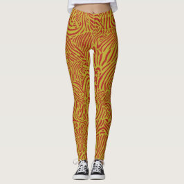 Guld Rand och Orange Zebra Design Leggings