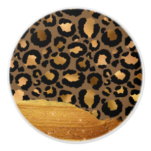 Guld Rand på Metall Glamor Cheetah Skin Knopp