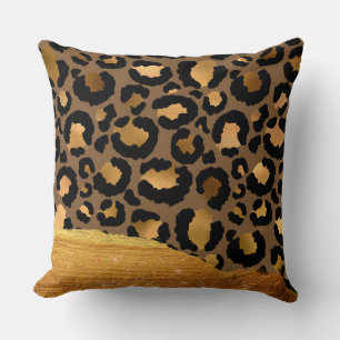 Guld Rand på Metall Glamor Cheetah Skin Kudde