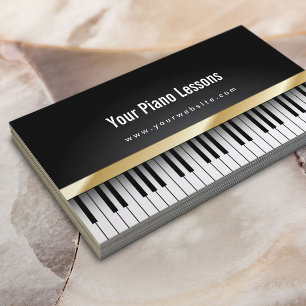 Guld Rand Piano Lessons Mörk Affärskort Visitkort