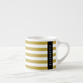 Guld Rand, stripe Mönster, Linjer, ert namn Espressomugg